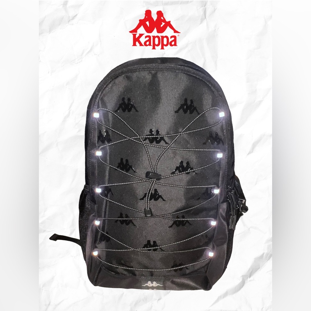 Kappa Men's Black Backpack With Bungee Cord Detail
